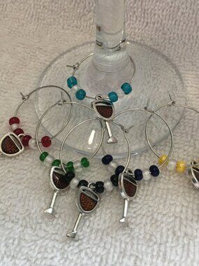 Handmade Wine Glass Charms – Set of 6 • Colorful Beaded Drink Markers